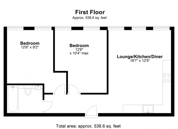 Floor Plan Image for 2 Bedroom Apartment to Rent in Station House, Yiewsley