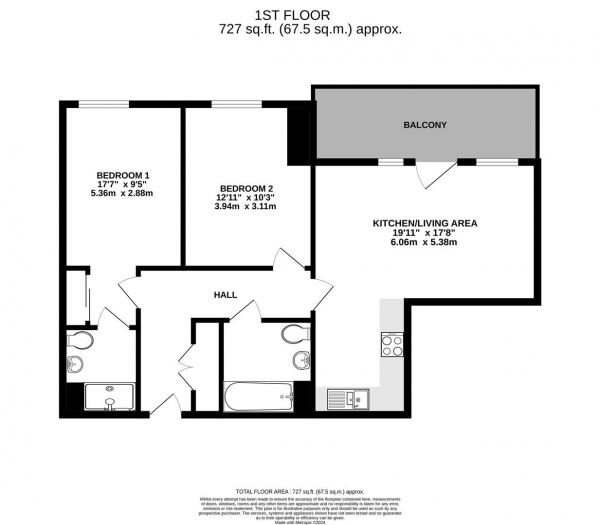 Floor Plan Image for 2 Bedroom Apartment for Sale in Yardley Court, West Drayton