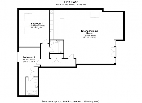 Floor Plan Image for 2 Bedroom Apartment to Rent in Lexington House, Parkwest