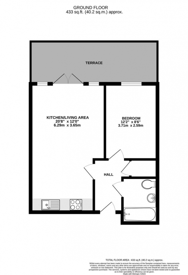 Floor Plan Image for 1 Bedroom Apartment for Sale in Burlington House , 2 Park Lodge Avenue