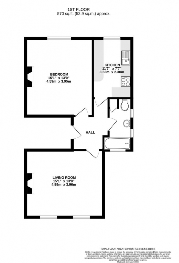 Floor Plan Image for 1 Bedroom Apartment for Sale in Station Road, West Drayton