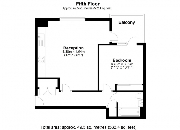 Floor Plan Image for 1 Bedroom Apartment to Rent in 8 Garnet Place, West Drayton