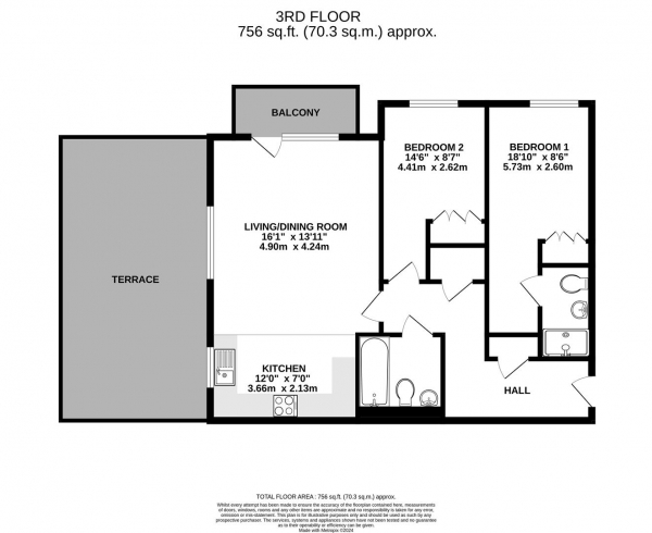 Floor Plan Image for 2 Bedroom Penthouse for Sale in Warwick Road, West Drayton