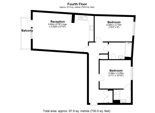 Floor Plan Image for 2 Bedroom Apartment to Rent in Tweed Court, West Drayton