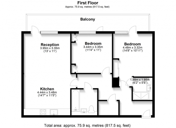 Floor Plan Image for 2 Bedroom Apartment to Rent in Wintergreen Boulevard, West Drayton