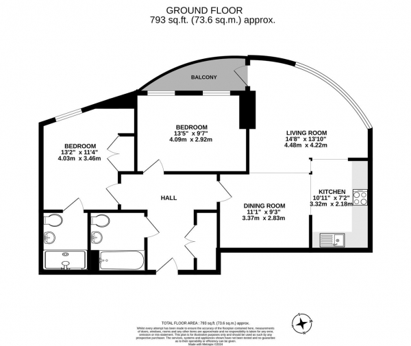 Floor Plan Image for 2 Bedroom Apartment for Sale in Yardley Court, West Drayton