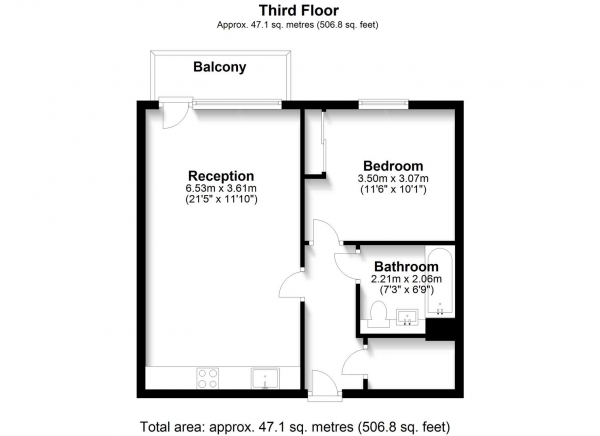 Floor Plan Image for 1 Bedroom Apartment to Rent in Ealing Road, Brentford