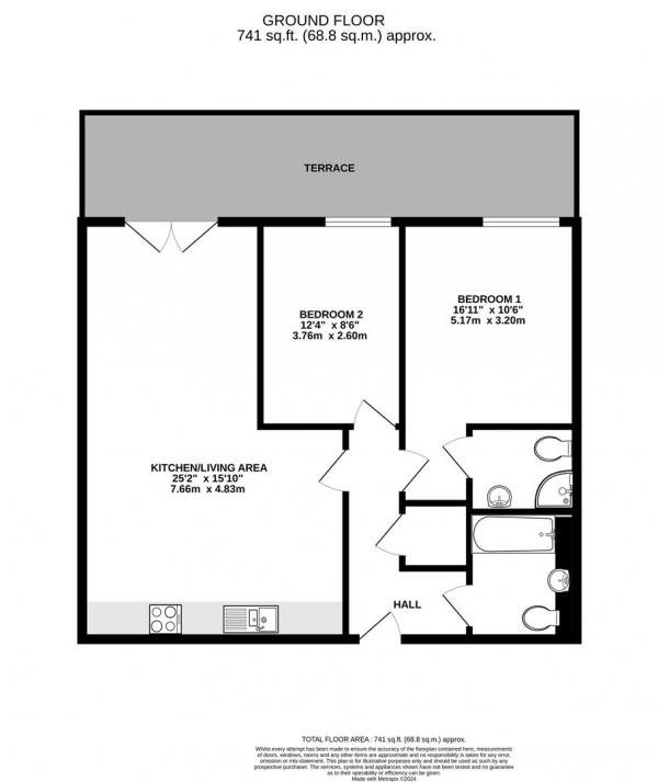 Floor Plan Image for 2 Bedroom Apartment for Sale in Garden Court, West Drayton