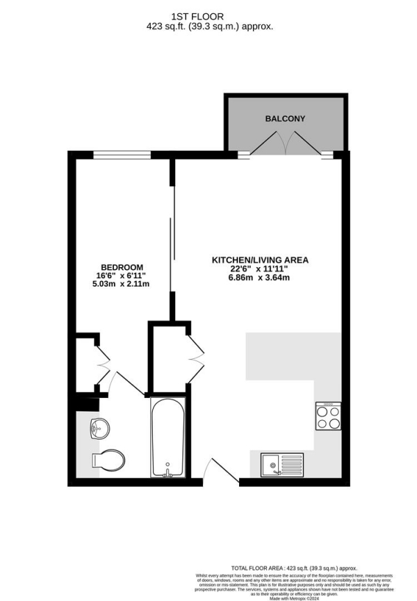 Floor Plan Image for 1 Bedroom Apartment for Sale in Jefferson House, West Drayton