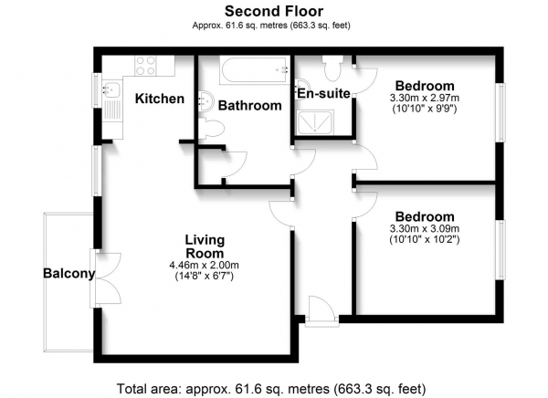 Floor Plan Image for 2 Bedroom Apartment to Rent in Admiralty Close, West Drayton