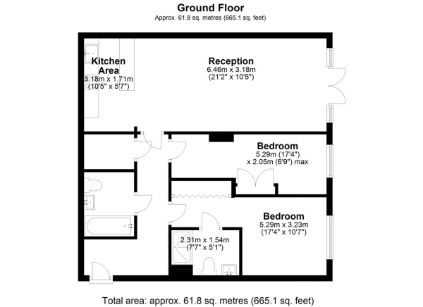 Floor Plan Image for 2 Bedroom Apartment to Rent in 2 Park Lodge Avenue, West Drayton