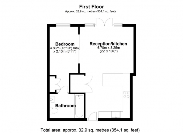 Floor Plan Image for 1 Bedroom Apartment to Rent in Jefferson House, West Drayton