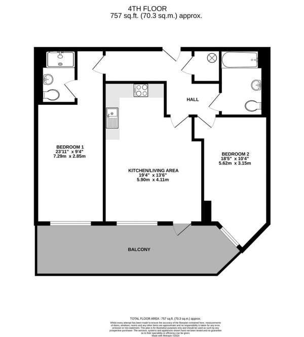 Floor Plan Image for 2 Bedroom Apartment for Sale in Bentinck Road, West Drayton