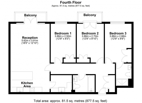 Floor Plan Image for 3 Bedroom Apartment to Rent in Park Lodge Avenue, West Drayton