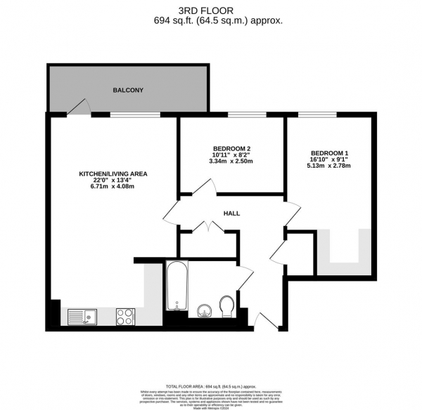 Floor Plan Image for 2 Bedroom Apartment for Sale in Broughton Court Garnet Place, West Drayton