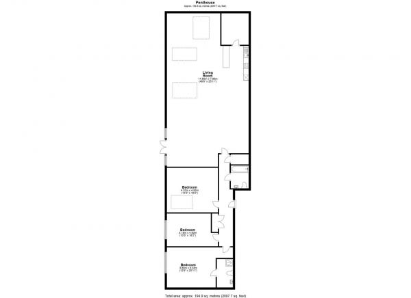 Floor Plan Image for 3 Bedroom Apartment to Rent in Cavendish House, West Drayton