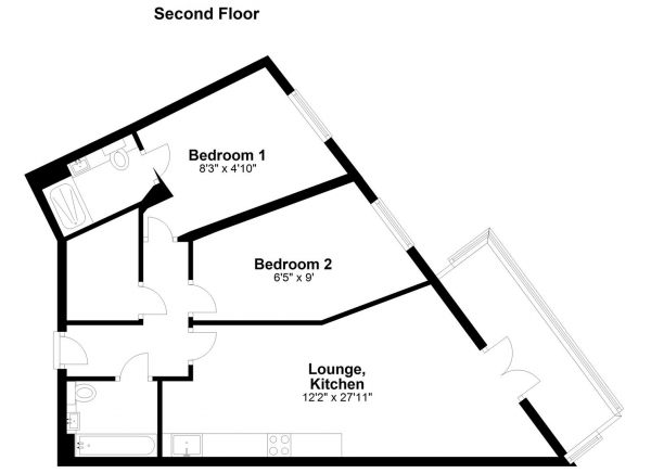 Floor Plan Image for 2 Bedroom Apartment to Rent in Wintergreen Boulevard, West Drayton