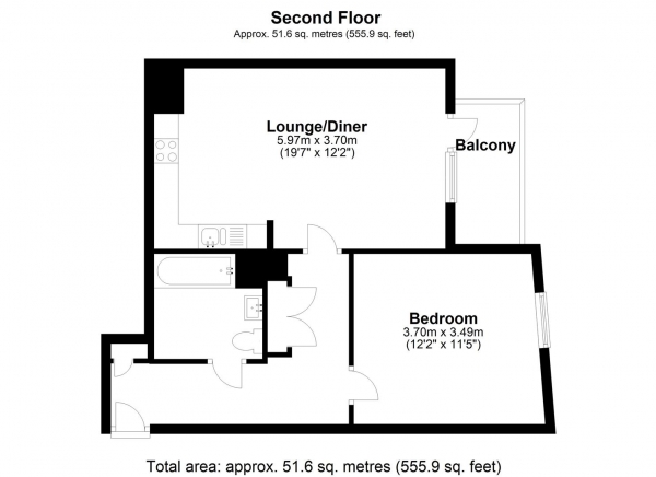 Floor Plan Image for 1 Bedroom Apartment to Rent in Yardley Court, West Drayton