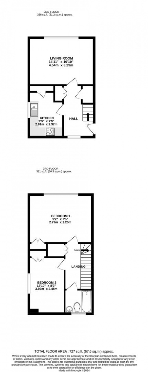 Floor Plan Image for 2 Bedroom Duplex for Sale in Byron Way, West Drayton