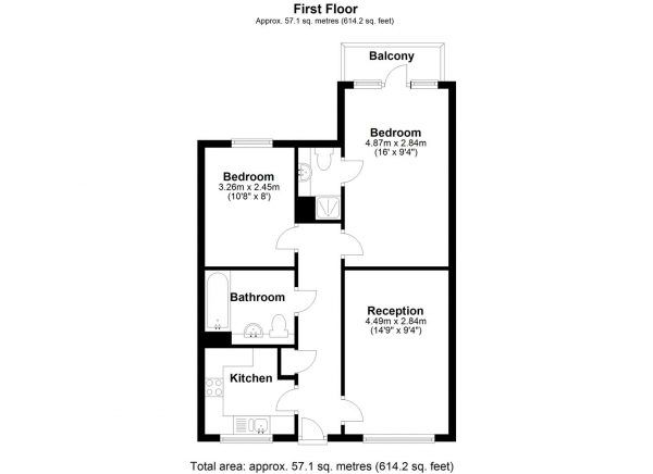 Floor Plan Image for 2 Bedroom Apartment to Rent in Admiralty Close, West Drayton