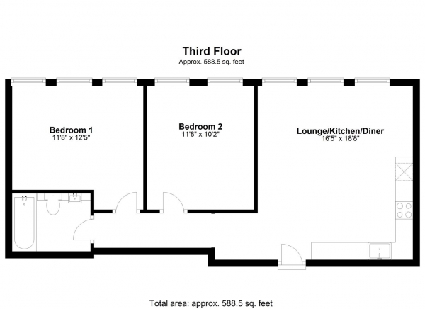 Floor Plan Image for 2 Bedroom Apartment to Rent in Station House, West Drayton