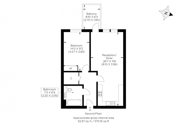 Floor Plan Image for 1 Bedroom Flat for Sale in Highland Street, Stratford E15