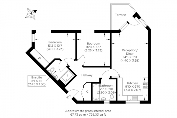 Floor Plan Image for 2 Bedroom Flat for Sale in Pancras Way, Bow E3