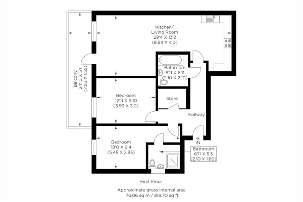Floor Plan Image for 2 Bedroom Flat for Sale in Nellie Cressall Way, Bow E3