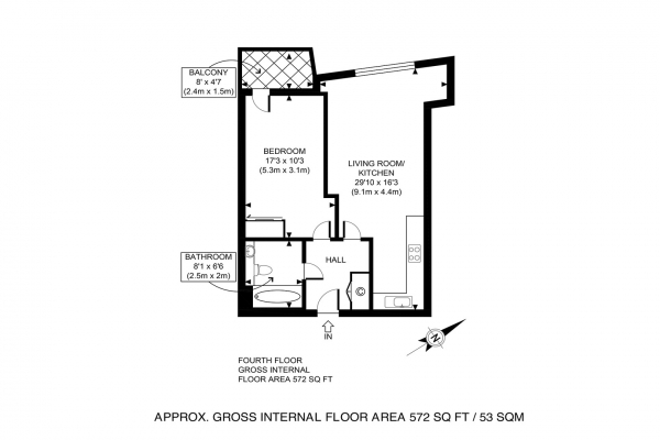 Floor Plan for 1 Bedroom Flat for Sale in High Street, Stratford E15, High Street, E15, 2FA -  &pound340,000