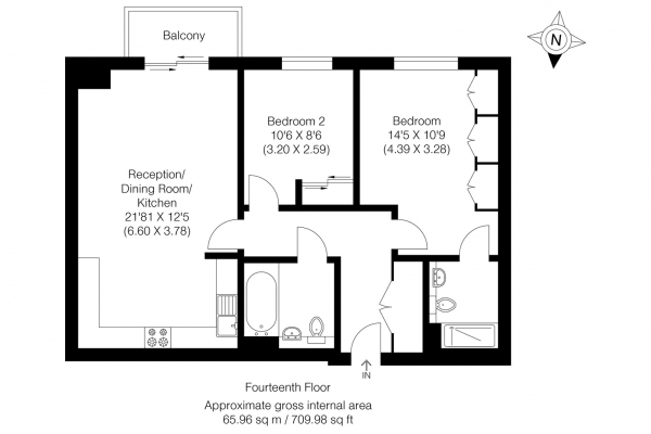 Floor Plan Image for 2 Bedroom Flat for Sale in Jefferson Plaza, Bow E3