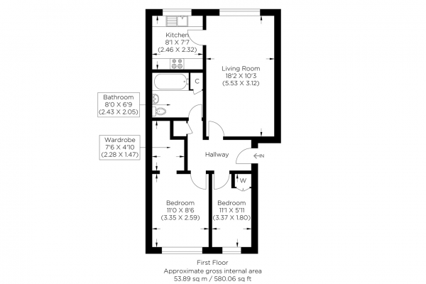 Floor Plan Image for 2 Bedroom Flat for Sale in Brymay Close, Bow E3