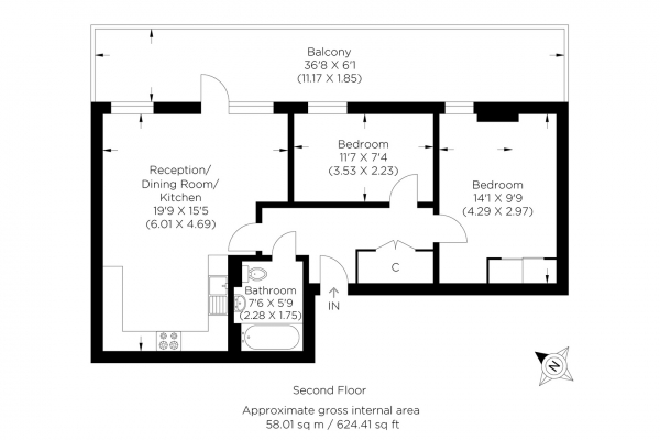 Floor Plan Image for 2 Bedroom Flat for Sale in Barry Blandford Way, Bow E3