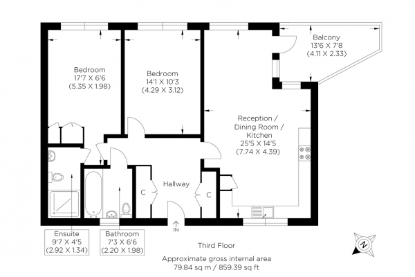 Floor Plan Image for 2 Bedroom Flat for Sale in Remus Road, Hackney Wick E3