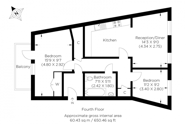 Floor Plan Image for 2 Bedroom Flat for Sale in Taylor Place, Bow E3