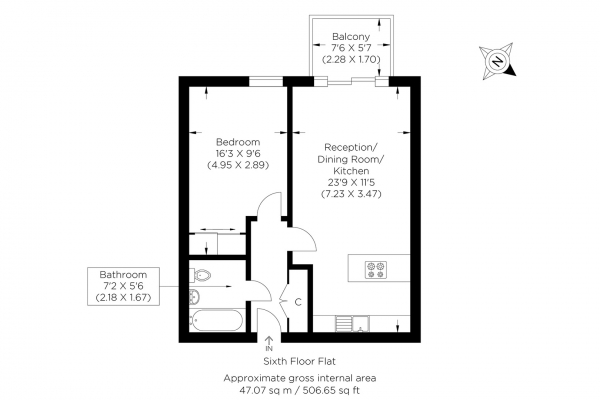 Floor Plan Image for 1 Bedroom Flat for Sale in Devons Road, Bow E3