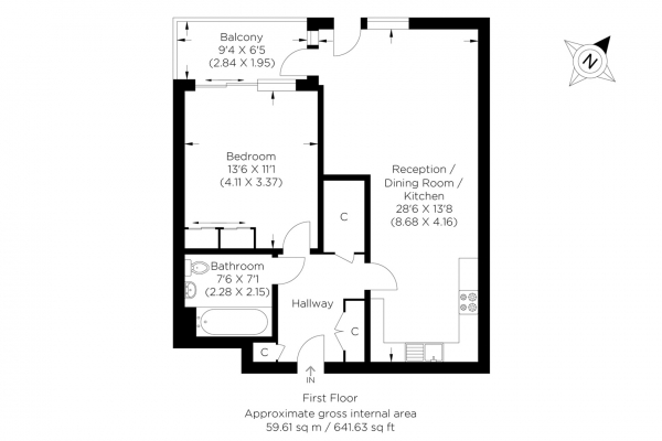 Floor Plan Image for 1 Bedroom Flat for Sale in Rookwood Way, Bow E3