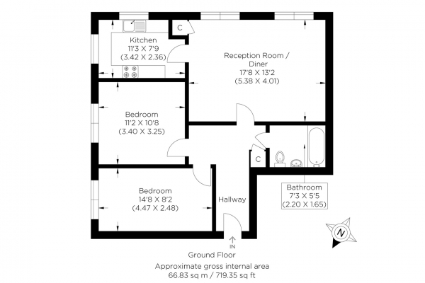 Floor Plan Image for 2 Bedroom Flat for Sale in Otter Close, Stratford E15