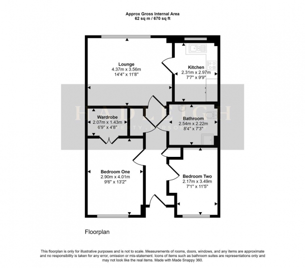 Floor Plan Image for 2 Bedroom Flat for Sale in High Street, Harborne, Birmingham