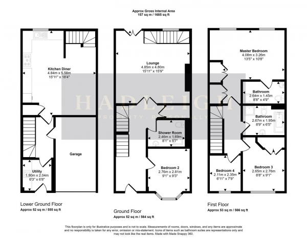 Floor Plan for 3 Bedroom Property for Sale in Rose Road, Harborne, Birmingham, B17, 9LL -  &pound620,000