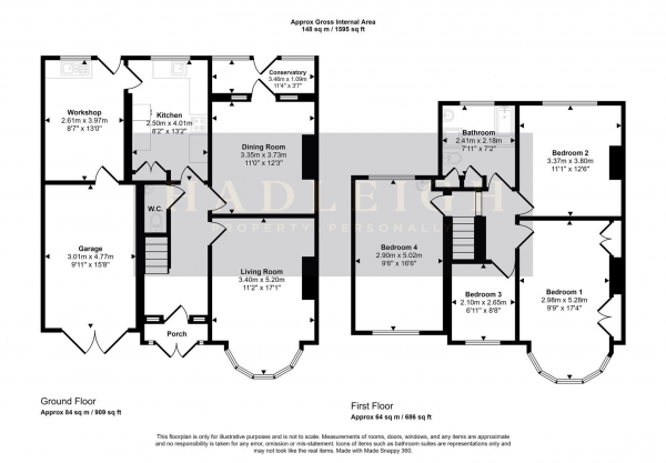 Floor Plan for 4 Bedroom Property for Sale in Pereira Road, Harborne, Birmingham, B17, B17, 9JG -  &pound575,000