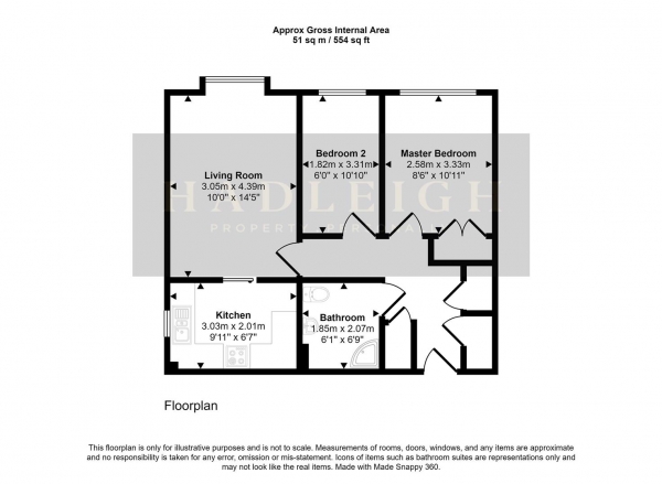 Floor Plan Image for 2 Bedroom Flat for Sale in Serpentine Road, Harborne, Birmingham, B17