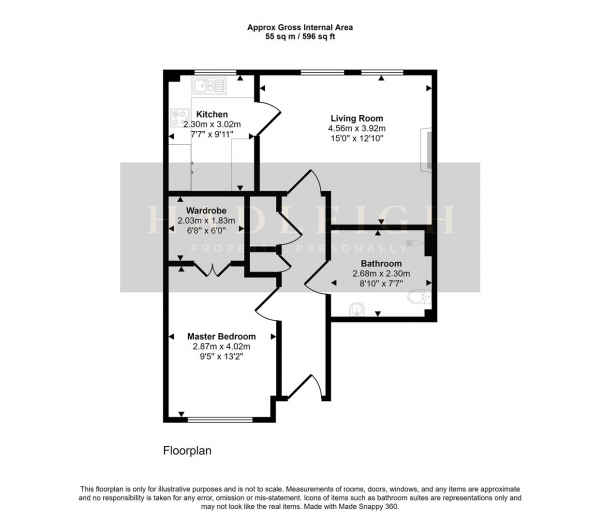 Floor Plan Image for 1 Bedroom Flat for Sale in Pinner Court, High Street, Harborne, B17