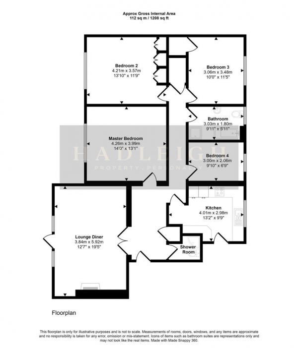 Floor Plan for 4 Bedroom Apartment for Sale in Viceroy Close, Edgbaston, Birmingham, B5, B5, 7UR -  &pound340,000