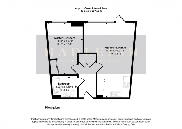 Floor Plan Image for 1 Bedroom Apartment for Sale in Lincoln Apartments, Lexington Gardens, Birmingham, B15