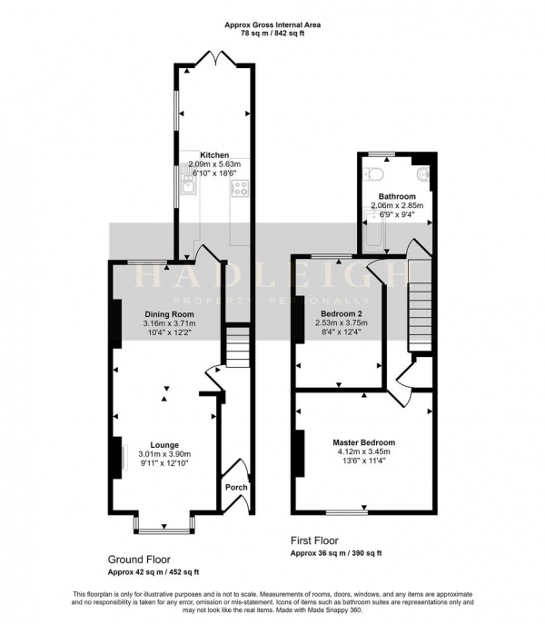 Floor Plan for 2 Bedroom Property for Sale in Gordon Road, Harborne, Birmingham, B17, B17, 9HA - Offers Over &pound300,000