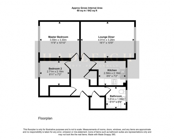 Floor Plan Image for 2 Bedroom Flat for Sale in Frensham Way, Harborne, Birmingham, B17