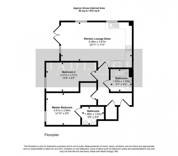 Floor Plan Image for 2 Bedroom Flat for Sale in Madison Walk, Birmingham, B15