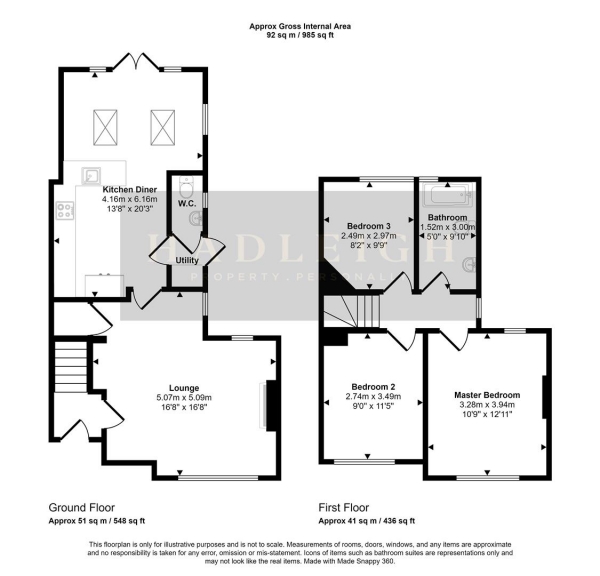 Floor Plan Image for 3 Bedroom Property for Sale in Moor Pool Avenue, Harborne, Birmingham, B17