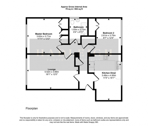 Floor Plan Image for 2 Bedroom Flat for Sale in Crofters Court, Harrisons Road, Edgbaston, B15