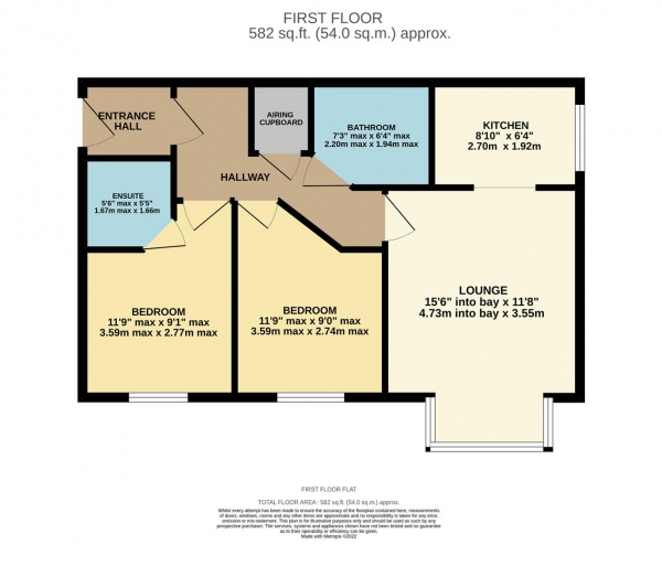 Floor Plan for 2 Bedroom Flat for Sale in Rathbone Court, Stoney Stanton Road, CV6, 5EA - Offers Over &pound97,000